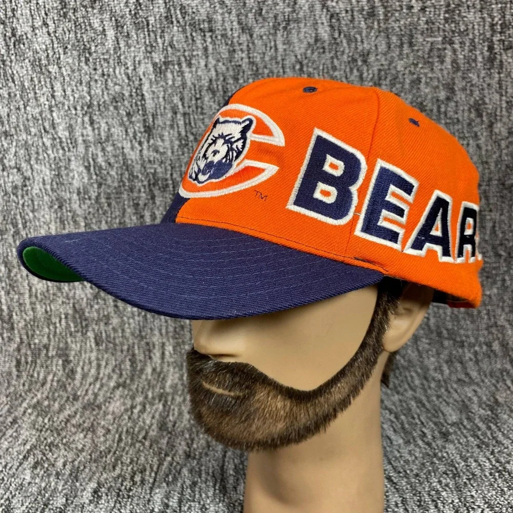 VTG 90s Chicago Bears American Needle CCM Split Color Snapback Hat Green Brim